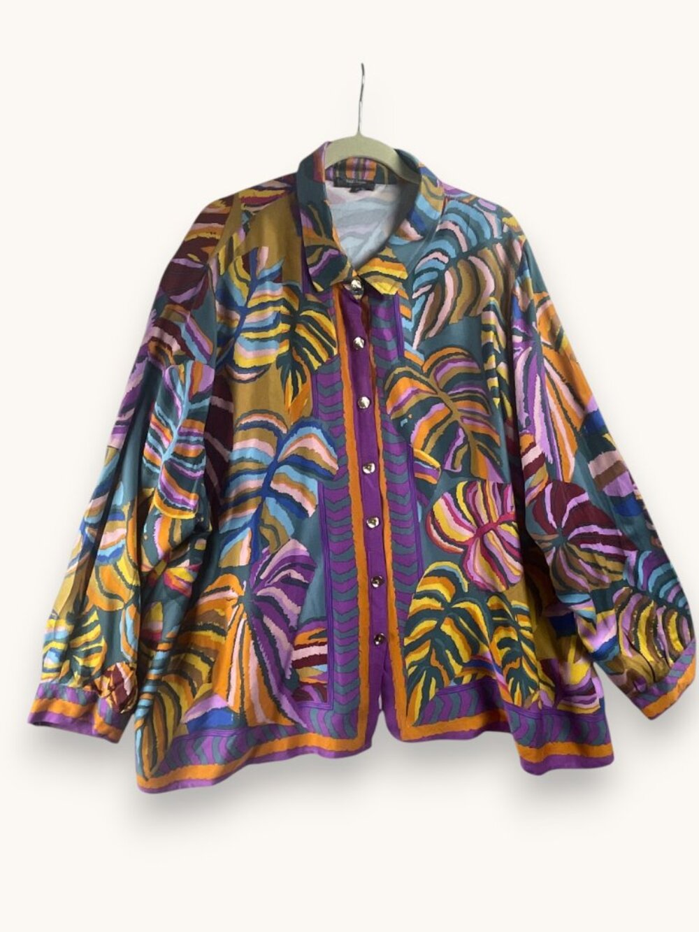 Haute Hippie Top NWOT Monstera Print 3X Boho - Picture 2 of 10